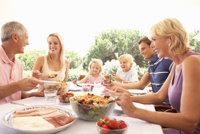 Extended family, parents, grandparents and children,