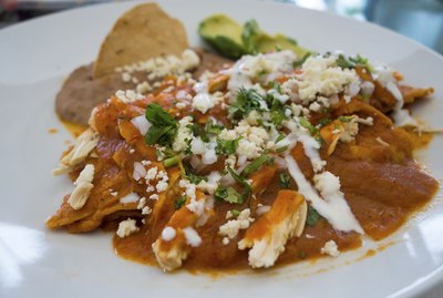Chilaquiles with Red Sauce