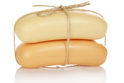 Two pieces of the toilet soap