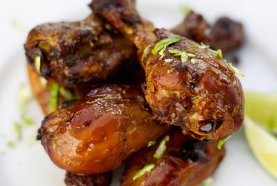 close-up of barbequed chicken legs