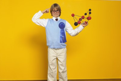 Boy with chemistry model