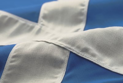 Close-up of the flag of Scotland