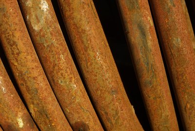 Rusted steel pipes