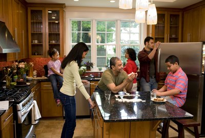 Multigenerational family in kitchen