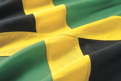 close-up of the Jamaican flag