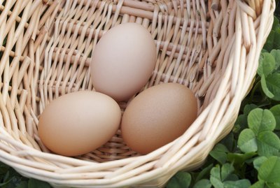 Eggs in a basket on a bed of clover