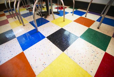 Floor tiles in classroom