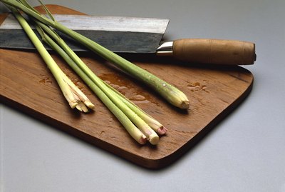 Lemon grass on chopping board