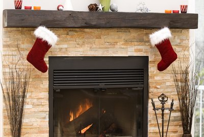 Fireplace with Christmas stockings