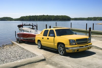 Boat and truck on boat launch