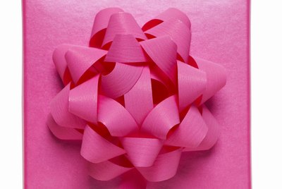 Elevated view of a gift with bow