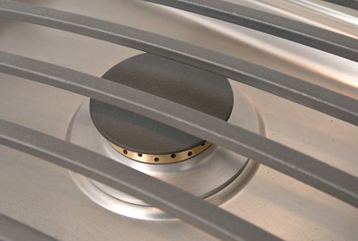 Close-up of burner on contemporary gas stove