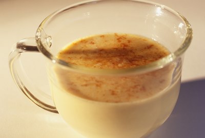 Cup of eggnog, (Close-up)