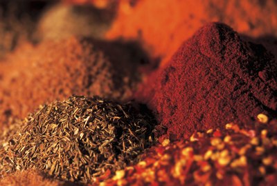 close-up of assorted dry herbs and spices