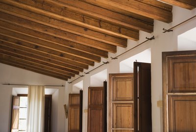 Home with wooden ceiling beams