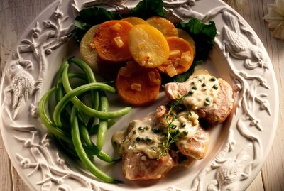 Pork tenderloin with green beans and potatoes