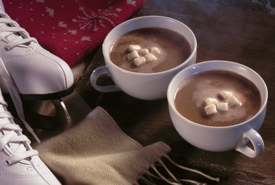 Hot cocoa with scarf and ice skates