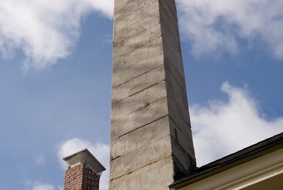 Chimneys on roof of house