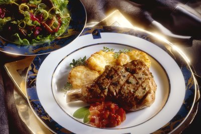 Pork chop with potato pancakes