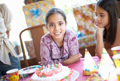 Girls (7-10) at birthday party
