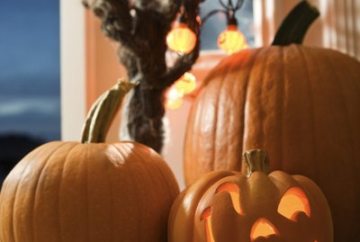 Jack-o-lantern and pumpkins