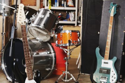 Band equipment in garage