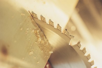 Circular saw cutting wood