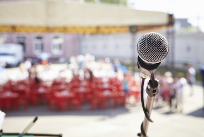 Street party. Microphone on stage.