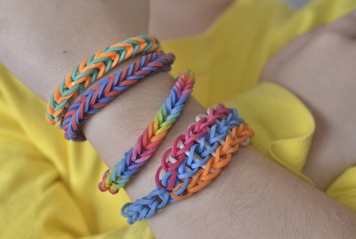 Little boy with loom band bracelets