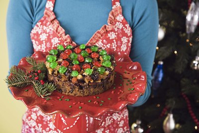 Woman with holiday cake