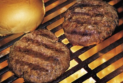 Photo, close-up of hamburgers on a grill, Color
