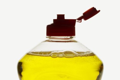 Full length view of washing up liquid bottle