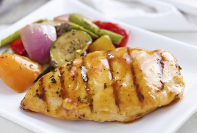 summertime barbecue chicken with vegetables.
