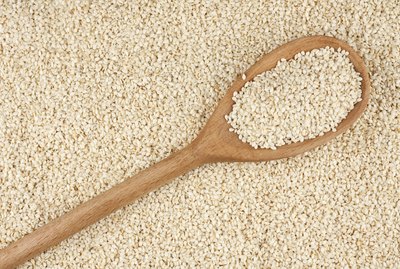 Wooden spoon with sesame seeds