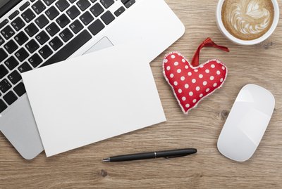 Valentine's day blank greeting card and toy heart