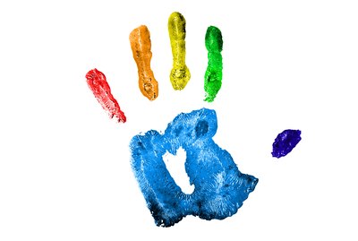 One multicolred handprint