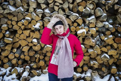 Teenager girl and snow