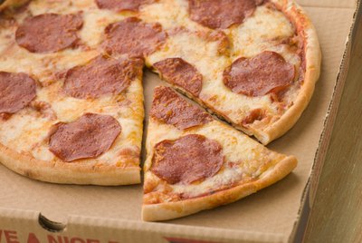 Pepperoni Pizza in a Take Away Box