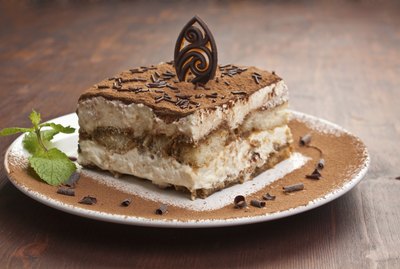 Portion of italian tiramissu cake