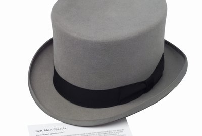 Elevated view of a top hat and speech