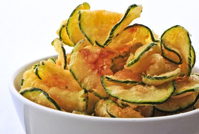 zucchini chips in a bowl