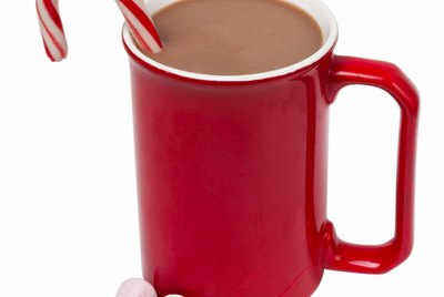 Close up view of a mug of hot chocolate and marshmallows