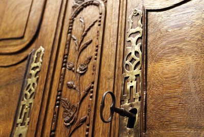 Ornate door and key