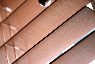 Wooden slats in venetian blind