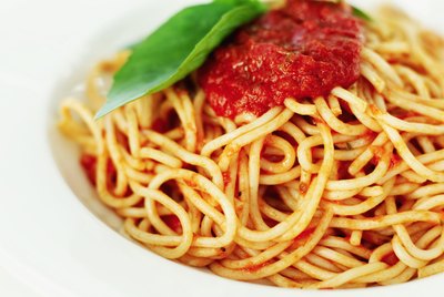 Close-up of a bowl of spaghetti
