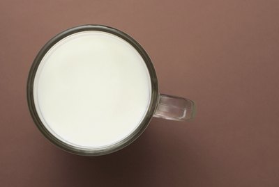 High angle view of a cup of milk