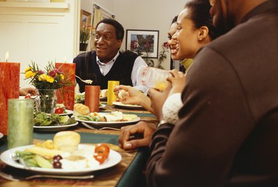 Family eating thanksgiving dinner