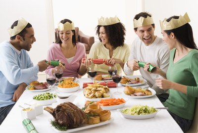 Friends at Christmas dinner