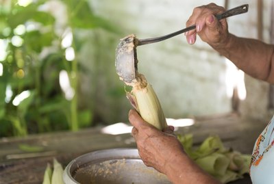 Woman making tamales in Cuba