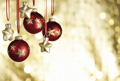 Christmas baubels and copyspace